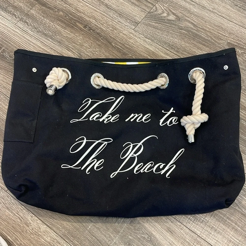Wildfox TAKE ME ON VACATION COPA CLUB BEACH BAG reversible black side